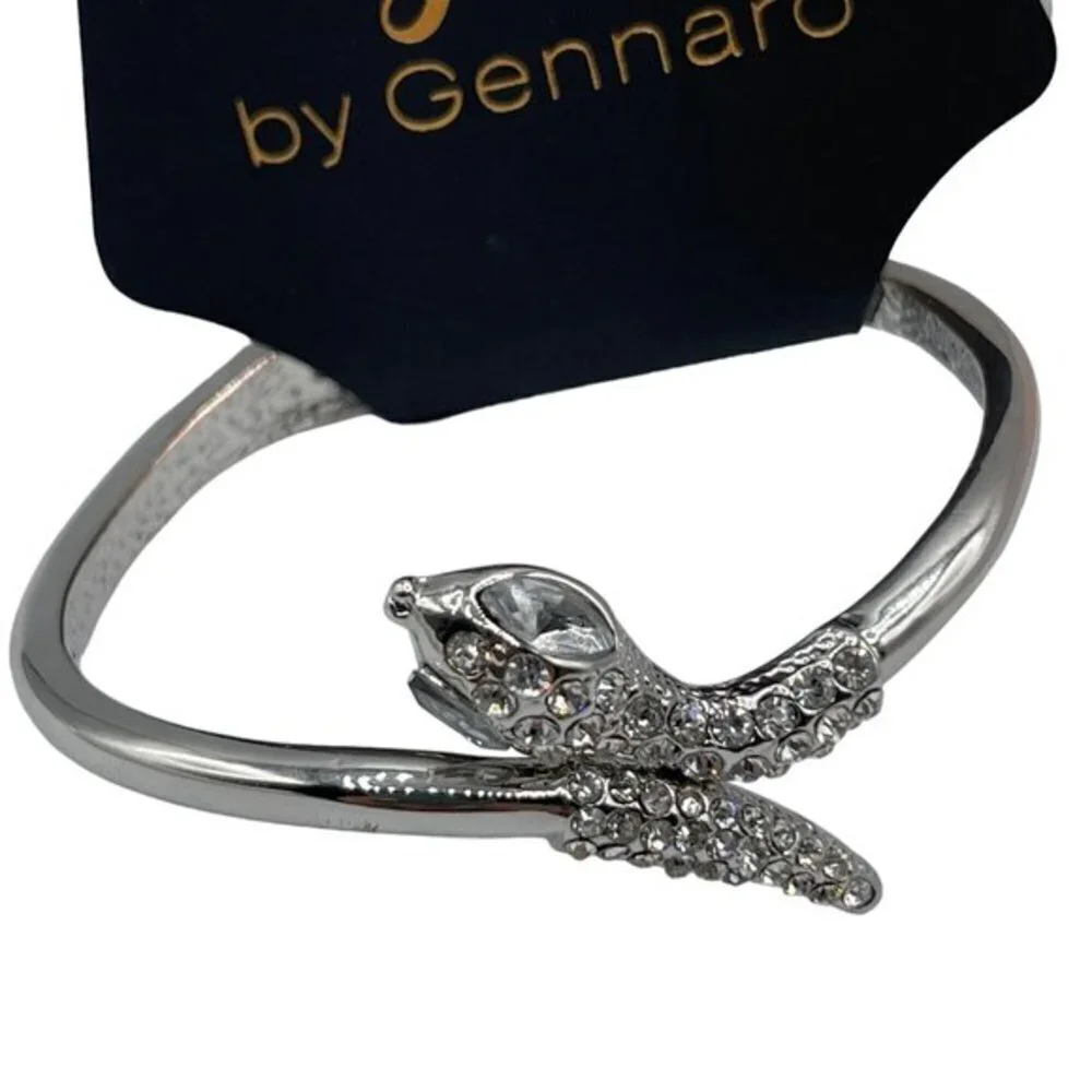 g by Gennaro Silver Diamond Snake Bangle Bracelet